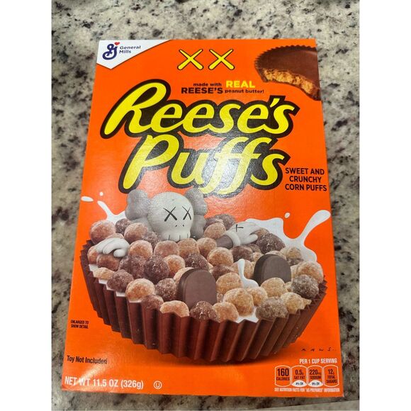 Limited Edition- KAWS X REESE'S PUFFS CEREAL BOX - Picture 1 of 8